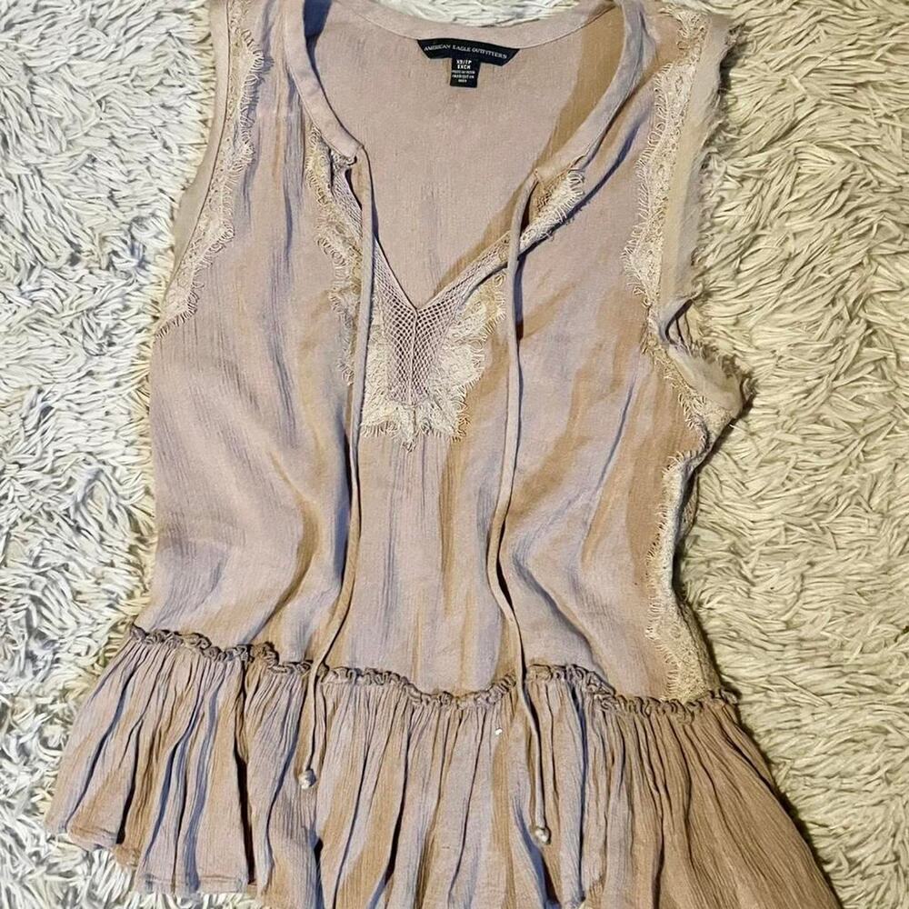 American Eagle Delicate‎ Lace Indie Earthy Prairie Artistic Lagenlook Boho Tank